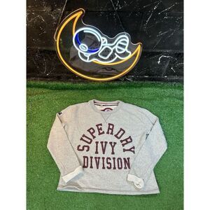 Superdry Sweater‎ Womens Size XS Gray Cropped Sweatshirt Gray Pullover